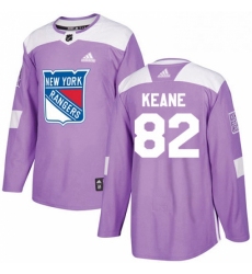 Mens Adidas New York Rangers 82 Joey Keane Authentic Purple Fights Cancer Practice NHL Jersey 