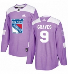Mens Adidas New York Rangers 9 Adam Graves Authentic Purple Fights Cancer Practice NHL Jersey 