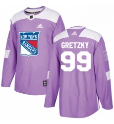 Mens Adidas New York Rangers 99 Wayne Gretzky Authentic Purple Fights Cancer Practice NHL Jersey 
