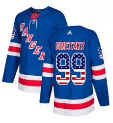 Mens Adidas New York Rangers 99 Wayne Gretzky Authentic Royal Blue USA Flag Fashion NHL Jersey 
