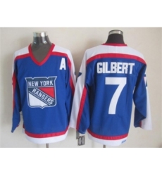 NHL New York Rangers #7 Rod Gilbert Blue CCM Throwback Jerseys