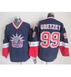 NHL New York Rangers #99 Wayne Gretzky Dark blue jerseys[Retro Former head]