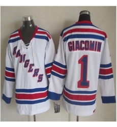 New York Rangers #1 Eddie Giacomin White CCM Throwback Stitched NHL Jersey