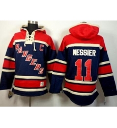 New York Rangers 11 Mark Messier Navy Blue Stitched NHL Sawyer Hooded Sweatshirt