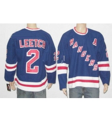New York Rangers 2 Brian Leetch A patch blue color Ice Hockey jerseys