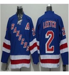New York Rangers #2 Brian Leetch Blue CCM Throwback Stitched NHL Jersey