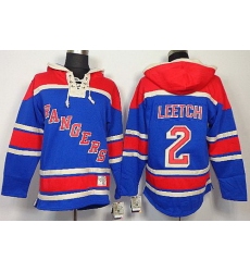 New York Rangers 2 Brian Leetch Blue Lace-Up Jersey Hoodies