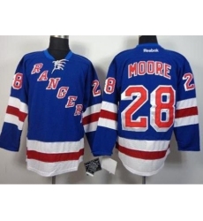 New York Rangers 28 Dominic Moore Blue Home Stitched NHL Jersey