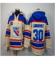 New York Rangers #30 Henrik Lundqvist Cream Sawyer Hooded Sweatshirt Stitched NHL jersey