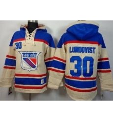 New York Rangers 30 Henrik Lundqvist Cream Stitched NHL Sawyer Hooded Sweatshirt