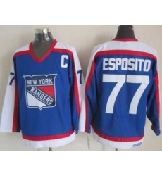New York Rangers #77 Phil Esposito Blue&White CCM Throwback Stitched NHL Jersey