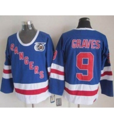 New York Rangers #9 Adam Graves Blue CCM 75TH Stitched NHL Jersey