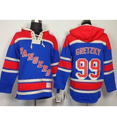 New York Rangers 99 Wayne Gretzky Blue Lace-Up Jersey Hoodies