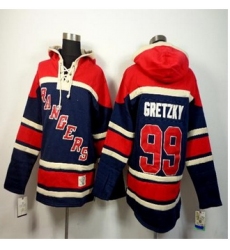 New York Rangers #99 Wayne Gretzky Navy Blue Sawyer Hooded Sweatshirt Stitched NHL jersey