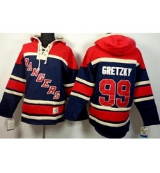 New York Rangers 99 Wayne Gretzky Navy Blue Stitched NHL Sawyer Hooded Sweatshirt