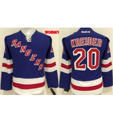 Rangers #20 Chris Kreider Blue Womens Home Stitched NHL Jersey