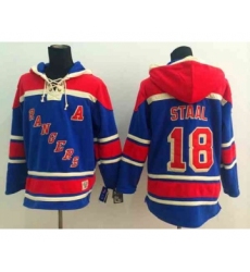 nhl jerseys new york rangers #18 staal blue[pullover hooded sweatshirt][patch A]