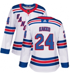 Women Rangers 24 Kaapo Kakko White Road Authentic Stitched Hockey Jersey