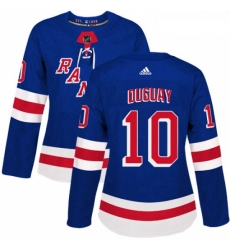 Womens Adidas New York Rangers 10 Ron Duguay Authentic Royal Blue Home NHL Jersey 