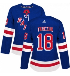 Womens Adidas New York Rangers 18 Walt Tkaczuk Authentic Royal Blue Home NHL Jersey 