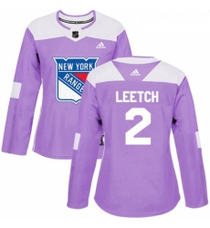 Womens Adidas New York Rangers 2 Brian Leetch Authentic Purple Fights Cancer Practice NHL Jersey 