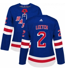 Womens Adidas New York Rangers 2 Brian Leetch Premier Royal Blue Home NHL Jersey 