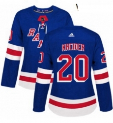 Womens Adidas New York Rangers 20 Chris Kreider Premier Royal Blue Home NHL Jersey 