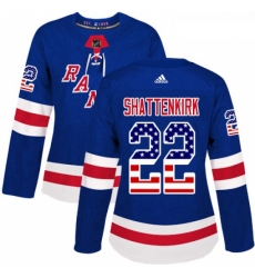 Womens Adidas New York Rangers 22 Kevin Shattenkirk Authentic Royal Blue USA Flag Fashion NHL Jersey 