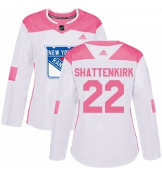 Womens Adidas New York Rangers 22 Kevin Shattenkirk Authentic WhitePink Fashion NHL Jersey 