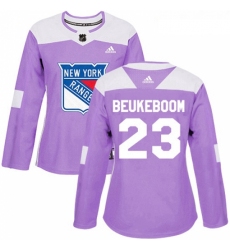 Womens Adidas New York Rangers 23 Jeff Beukeboom Authentic Purple Fights Cancer Practice NHL Jersey 