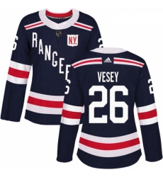 Womens Adidas New York Rangers 26 Jimmy Vesey Authentic Navy Blue 2018 Winter Classic NHL Jersey 