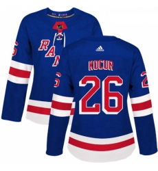 Womens Adidas New York Rangers 26 Joe Kocur Authentic Royal Blue Home NHL Jersey 