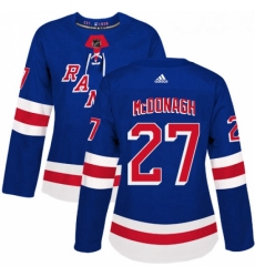 Womens Adidas New York Rangers 27 Ryan McDonagh Premier Royal Blue Home NHL Jersey 