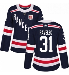 Womens Adidas New York Rangers 31 Ondrej Pavelec Authentic Navy Blue 2018 Winter Classic NHL Jersey 