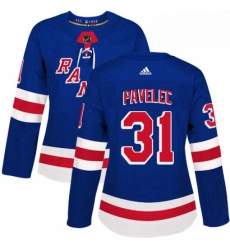 Womens Adidas New York Rangers 31 Ondrej Pavelec Premier Royal Blue Home NHL Jersey 