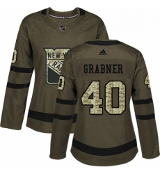 Womens Adidas New York Rangers 40 Michael Grabner Authentic Green Salute to Service NHL Jersey 