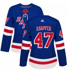 Womens Adidas New York Rangers 47 Steven Kampfer Authentic Royal Blue Home NHL Jersey 
