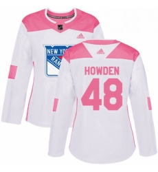 Womens Adidas New York Rangers 48 Brett Howden Authentic White Pink Fashion NHL Jersey 