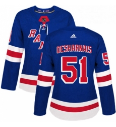 Womens Adidas New York Rangers 51 David Desharnais Premier Royal Blue Home NHL Jersey 