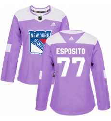 Womens Adidas New York Rangers 77 Phil Esposito Authentic Purple Fights Cancer Practice NHL Jersey 