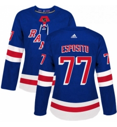 Womens Adidas New York Rangers 77 Phil Esposito Authentic Royal Blue Home NHL Jersey 