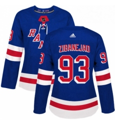 Womens Adidas New York Rangers 93 Mika Zibanejad Authentic Royal Blue Home NHL Jersey 