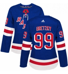 Womens Adidas New York Rangers 99 Wayne Gretzky Premier Royal Blue Home NHL Jersey 