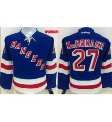 Womens New York Rangers #27 Ryan McDonagh Blue Home Stitched NHL Jersey