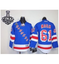Kids New York Rangers #61 Rick Nash Blue Home With 2014 Stanley Cup Finals Stitched NHL Jerseys