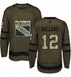 Youth Adidas New York Rangers 12 Peter Holland Premier Green Salute to Service NHL Jersey 