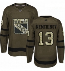 Youth Adidas New York Rangers 13 Sergei Nemchinov Authentic Green Salute to Service NHL Jersey 