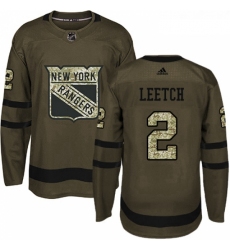 Youth Adidas New York Rangers 2 Brian Leetch Authentic Green Salute to Service NHL Jersey 