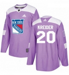 Youth Adidas New York Rangers 20 Chris Kreider Authentic Purple Fights Cancer Practice NHL Jersey 
