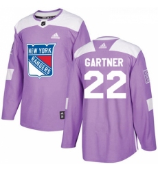 Youth Adidas New York Rangers 22 Mike Gartner Authentic Purple Fights Cancer Practice NHL Jersey 